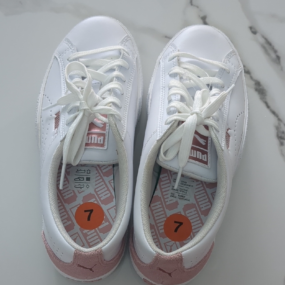 Puma White and Pink Women's Sneakers